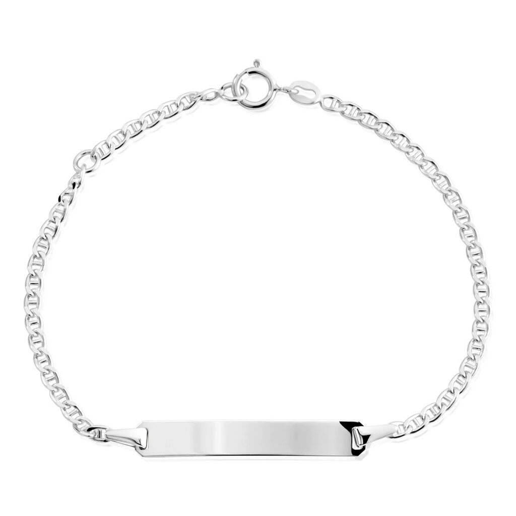 AMIRE Kinder ID Armband Weißgold 375 (9 Karat), ID Armband ohne Stein