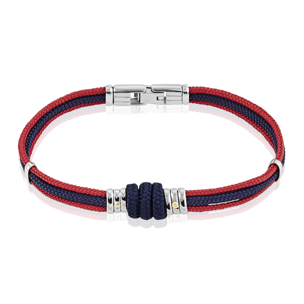 Bracelet Acier Cordons Marine Rouge 21cm - Spannringe Herren | OROVIVO