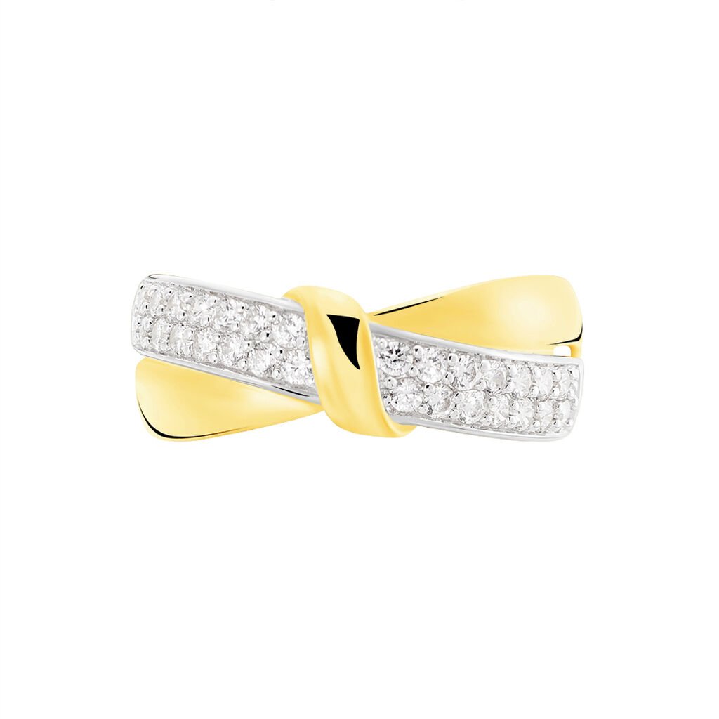 Damenring Gold 375 Bicolor Zirkonia  - Ringe mit Stein Damen | OROVIVO