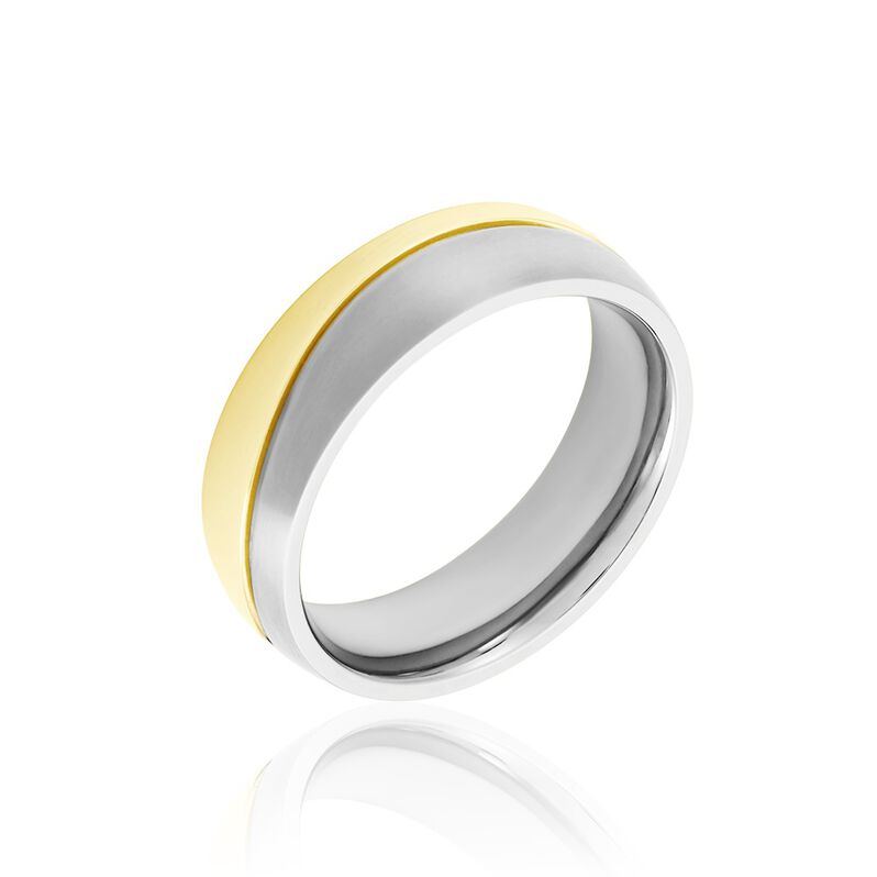 Damen Ring Titan Bicolor Gelb/Silber B 6 mm - Ringe Damen | OROVIVO