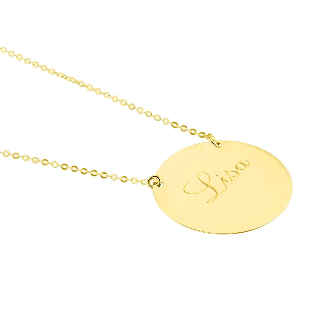 Liv Gravur Damen Collier Gold 375 (9 Karat) Kreis B 0,2 mm