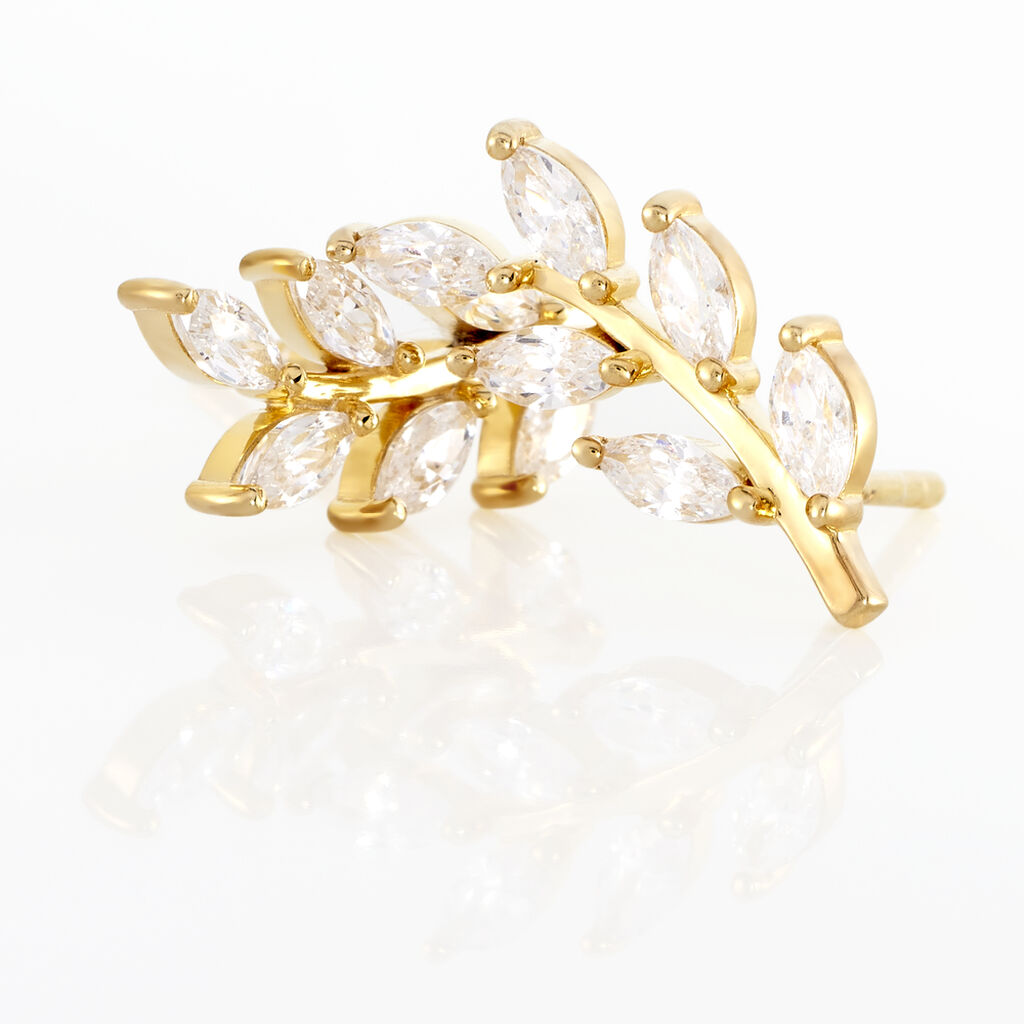 Boucles D'oreilles Or Jaune Audrica Feuilles Oxyde - Spannringe Damen | OROVIVO