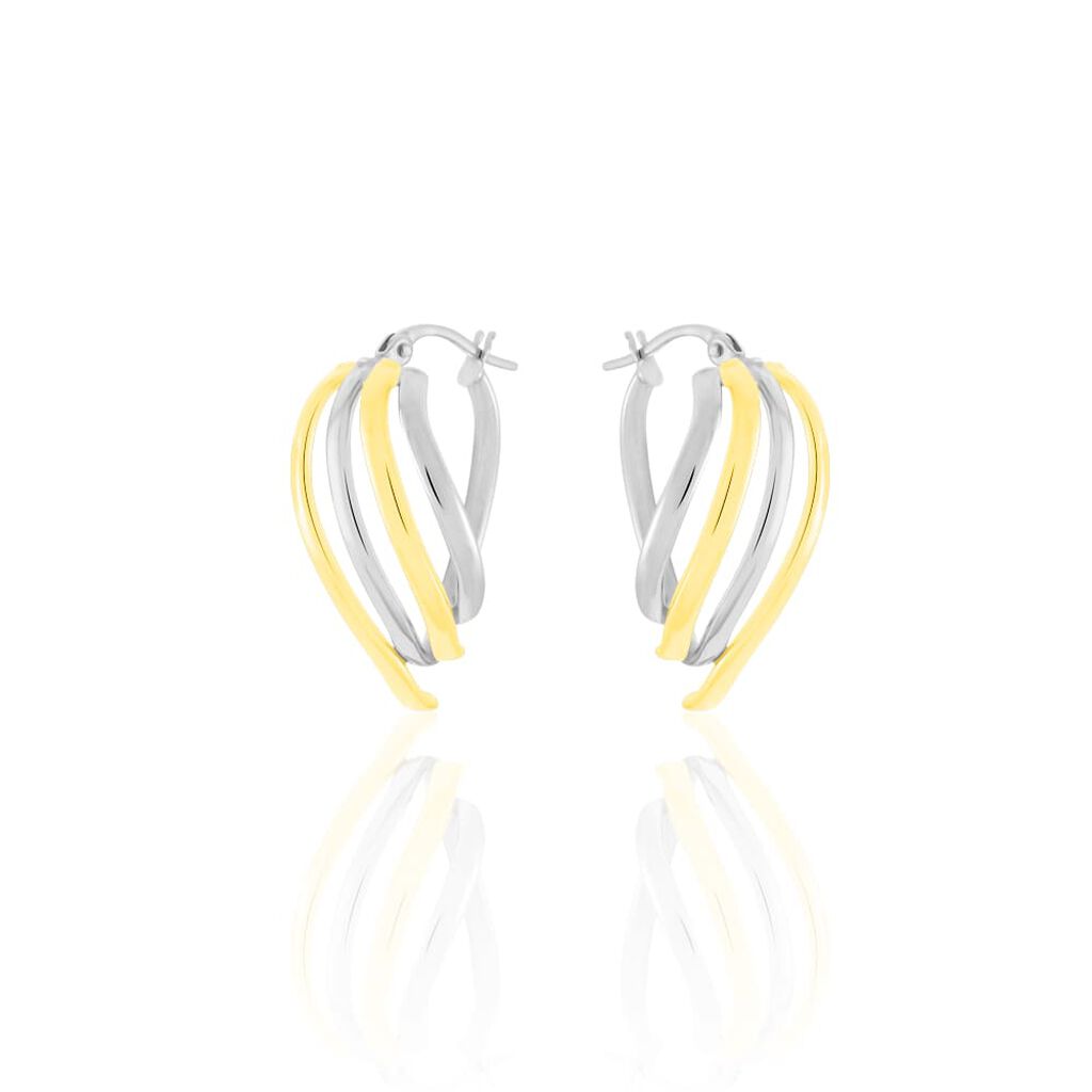 Damen Creolen Gold Bicolor 375 (9 Karat) Welle B 1,3 mm