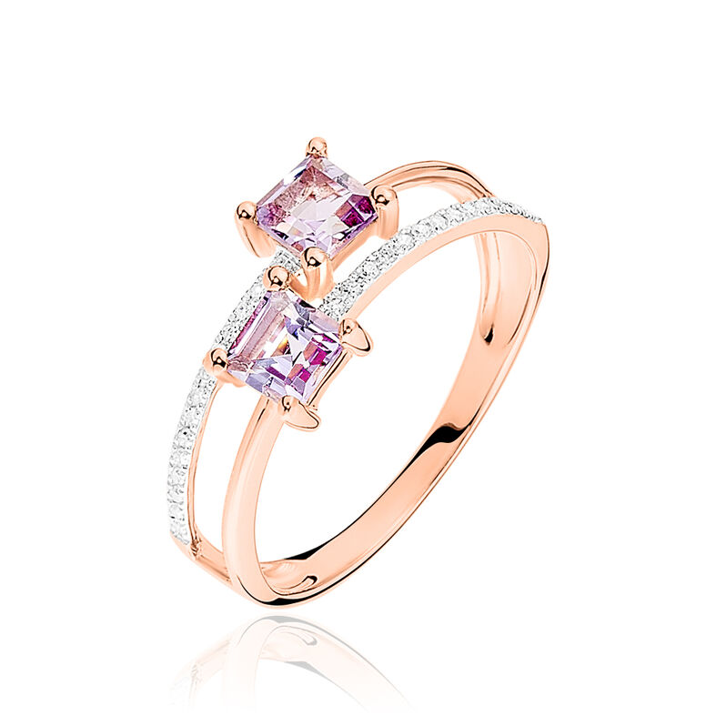 Bague Or Rose Amethyste Diamant - Spannringe Damen | OROVIVO