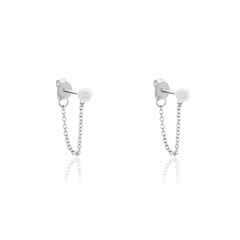 Boucles D'oreilles Pendantes Argent Rhodié Leent Perles De Culture - Spannringe Damen | OROVIVO