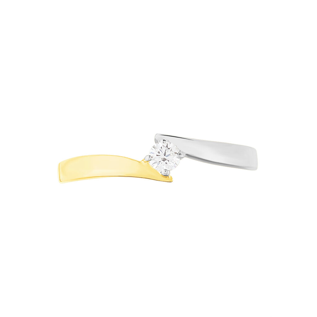 Bague Solitaire Francienne Or Bicolore Diamant - Spannringe Damen | OROVIVO