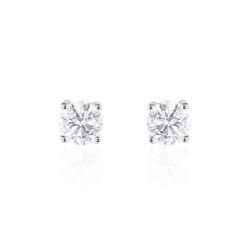 Boucles D'oreilles Or Weiss Puces Diamants Synthetique - Spannringe Damen | OROVIVO