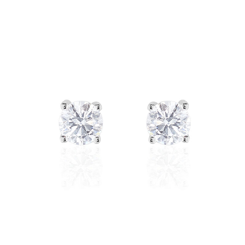 Boucles D'oreilles Or Weiss Puces Diamants Synthetique - Spannringe Damen | OROVIVO