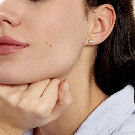 Damen Ohrstecker Gold 375 Zirkonia 5mm - Ohrstecker Damen | OROVIVO