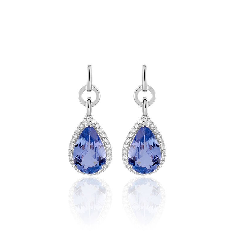 OCEAN 2 Damen Ohrstecker Wei&szlig;gold 750 (18 Karat) Tansanit Blau 3,2 ct Tropfen - Ohrstecker Damen | OROVIVO