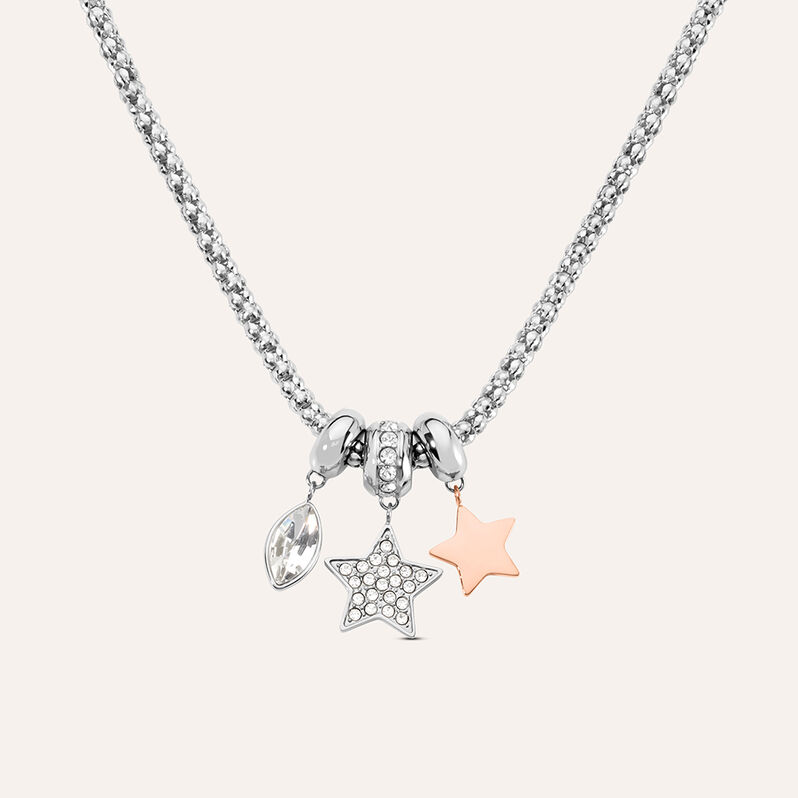 Collana Sunrise Acciaio Bicolore Bianco / Rosa Cristallo - Spannringe Damen | OROVIVO