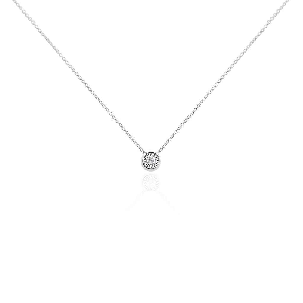 Damen Collier Weißgold 375 Diamant 0,04ct Kreis Bezel - Halsketten Damen | OROVIVO