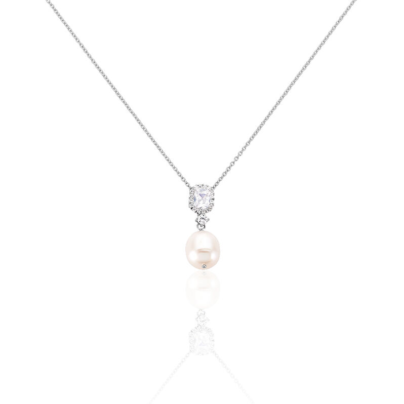 DESPINA Damen Collier Silber 925 Zuchtperle Perlmutt Tropfen - Halsketten Damen | OROVIVO