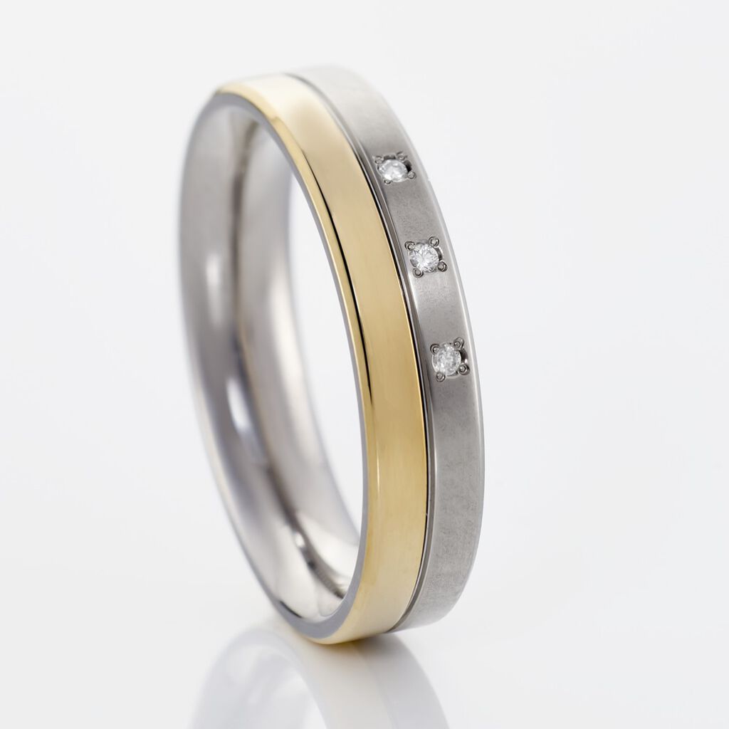 BOCCIA Damenring Titan Bicolor Diamanten 0,015ct 0129-0448 - Ringe mit Stein Damen | OROVIVO