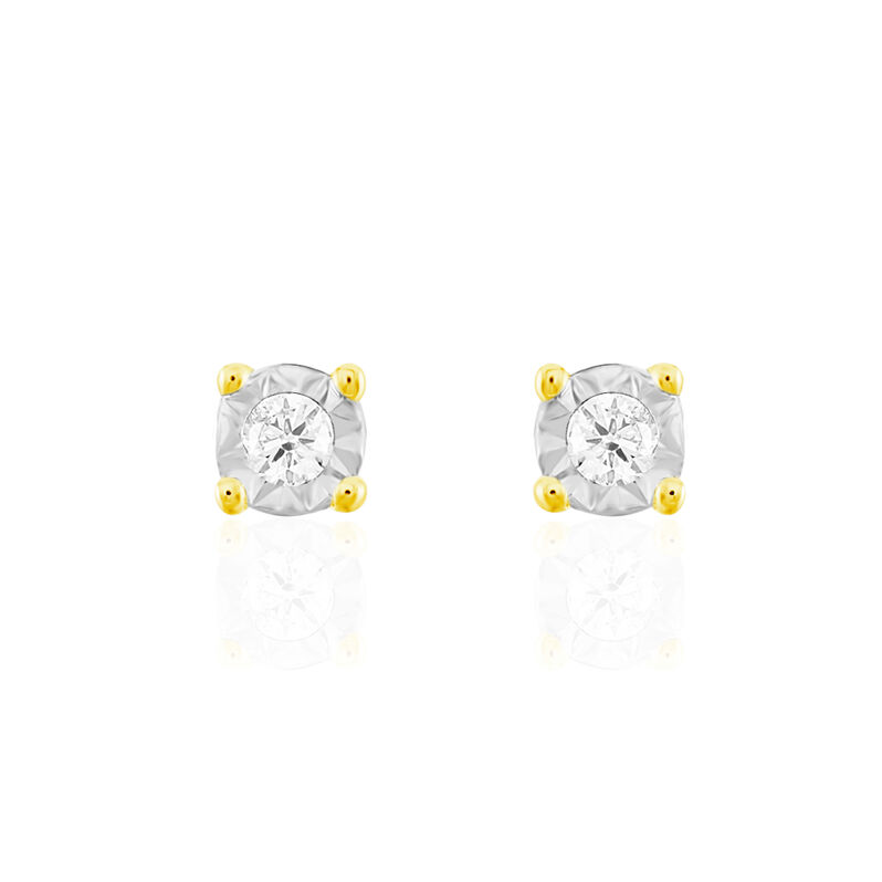 Illusion Damen Ohrstecker Gold 375 (9 Karat) Diamant Wei&szlig; 0,06 ct B 3 mm - Ohrstecker Damen | OROVIVO