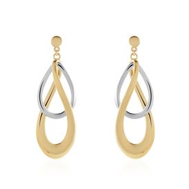 Damen Ohrhänger Messing Gold 750 plattiert Bicolor - Ohrstecker lang Damen | OROVIVO