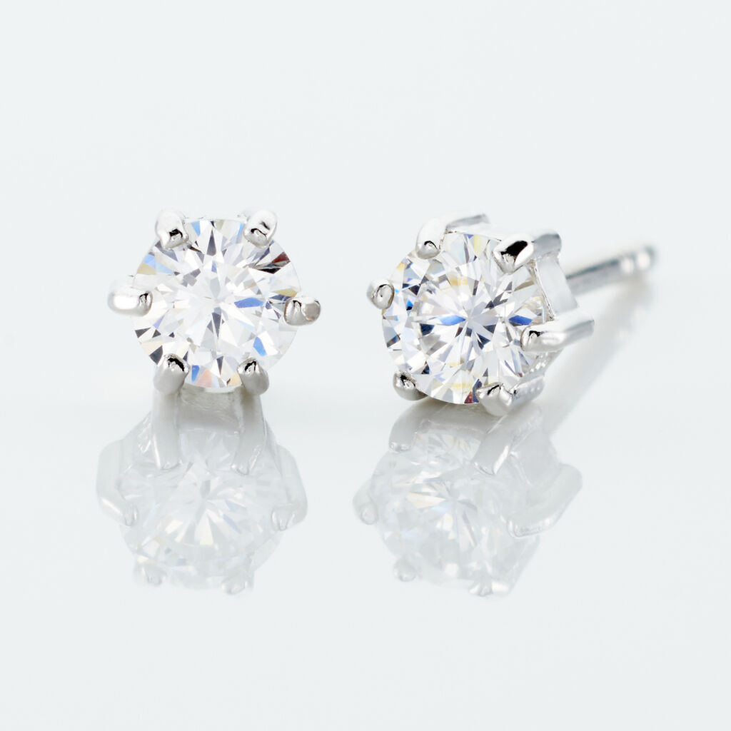 PETRINE Damen Ohrstecker Silber 925 Zirkonia Wei&szlig; 0,2 ct B 4 mm