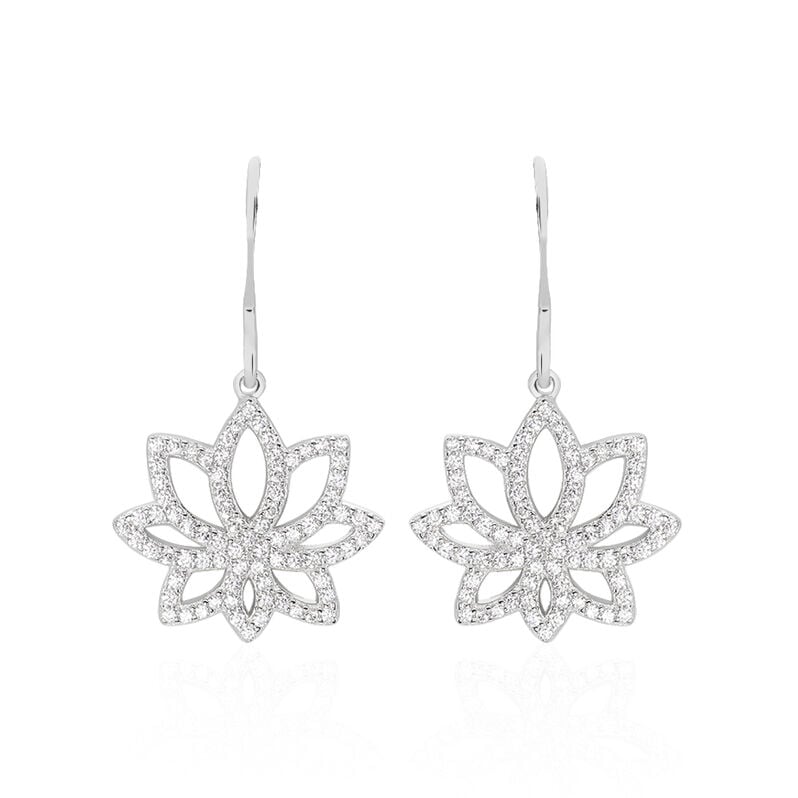 Boucles D'oreilles Pendantes Kahena Argent Blanc Oxyde De Zirconium - Spannringe Damen | OROVIVO