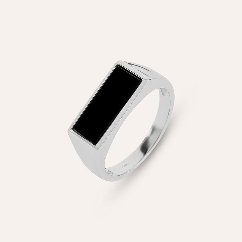 Anello Chevalier Gentleman Argento Rodiato Agata - Spannringe Herren | OROVIVO