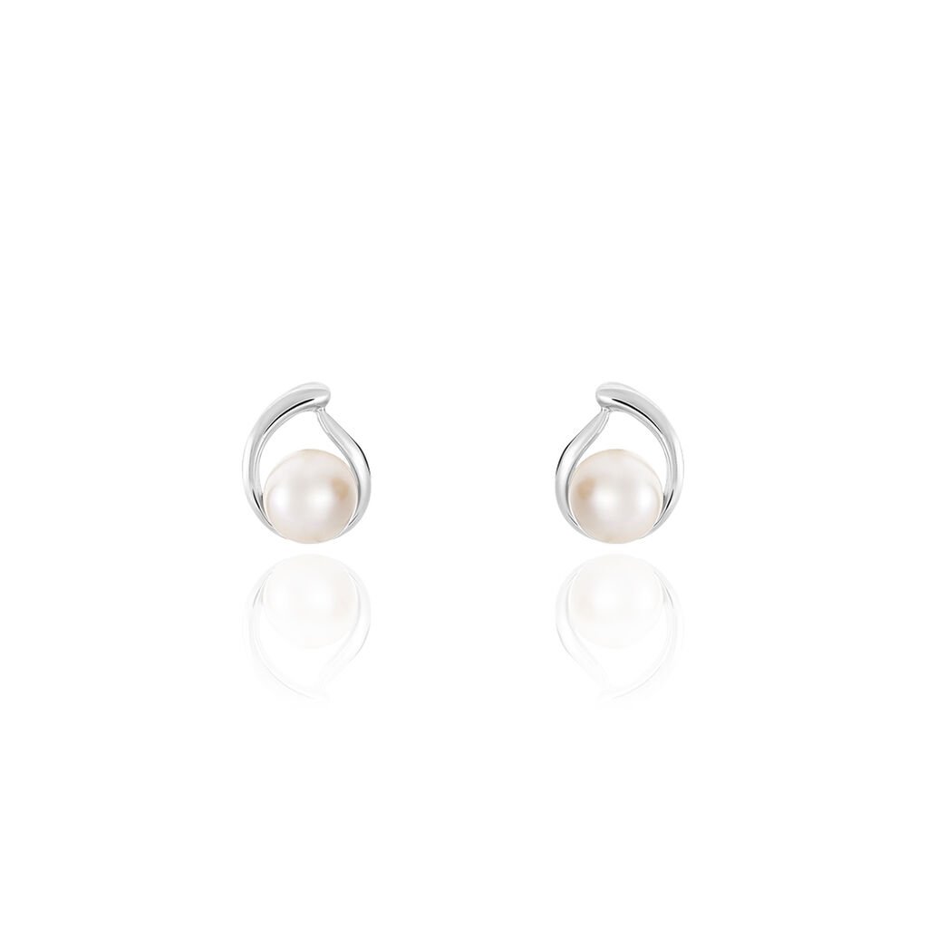 DROP 2 Damen Ohrstecker Weißgold 375 (9 Karat) Zuchtperle Perlmutt Tropfen, Ohrstecker mit Stein