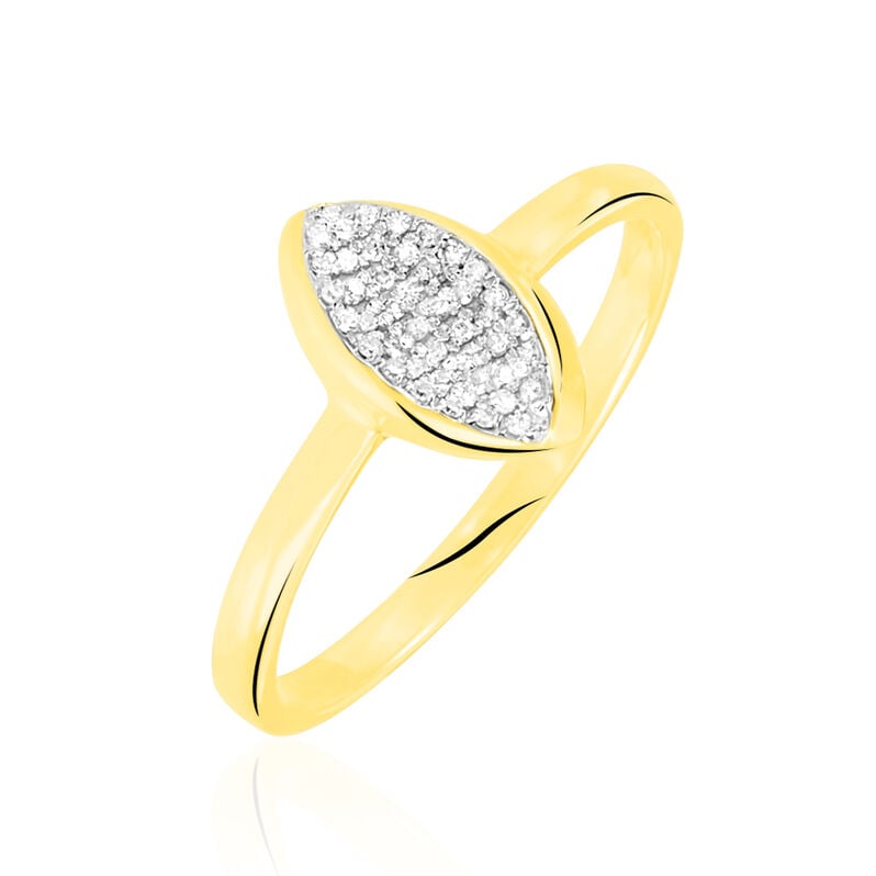 NEOLLE Damen Ring Gold 375 (9 Karat) Diamant Wei&szlig; 0,11 ct Mandel - Ringe mit Stein Damen | OROVIVO