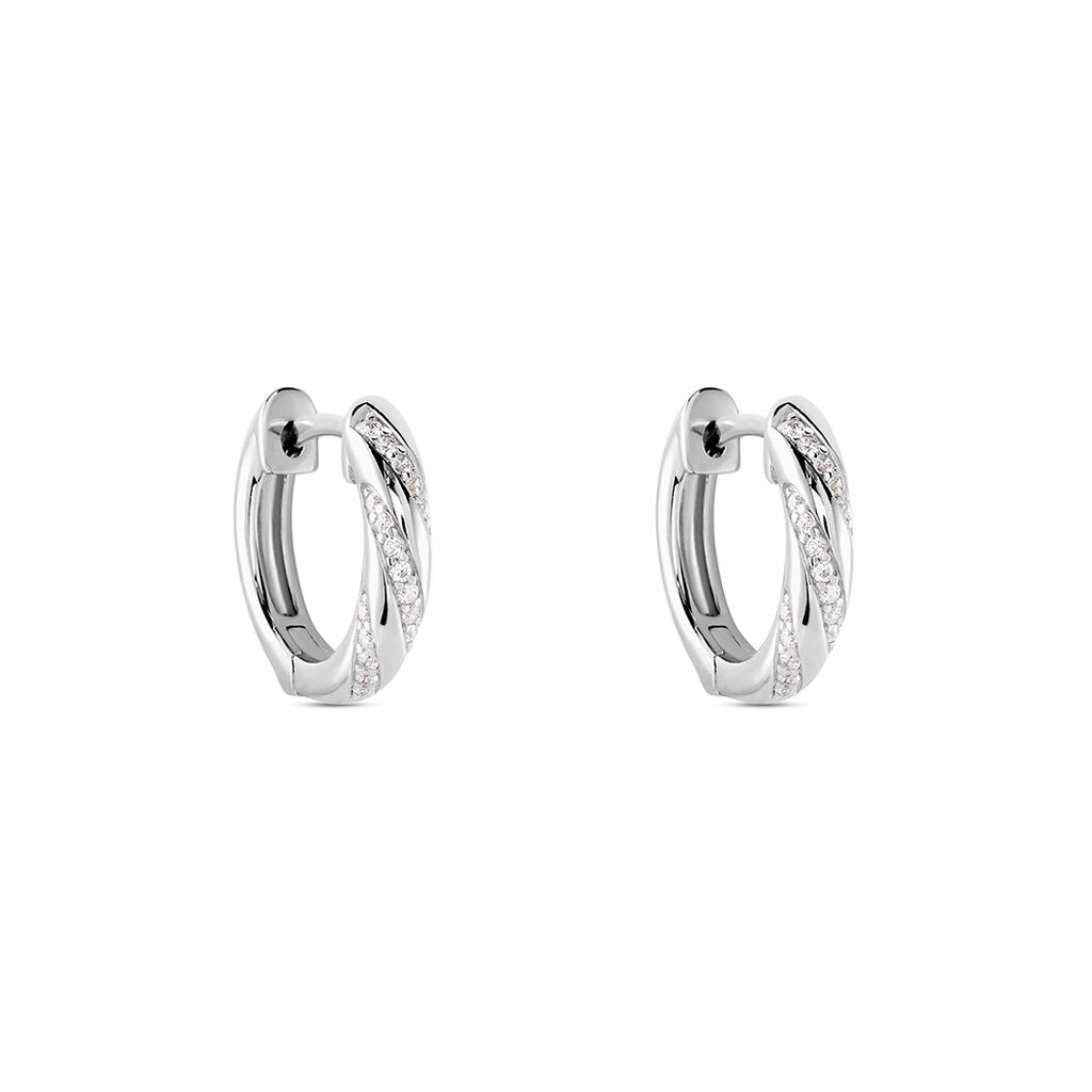 DEMI Damen Creolen Silber Silber 925 Zirkonia Wei&szlig;