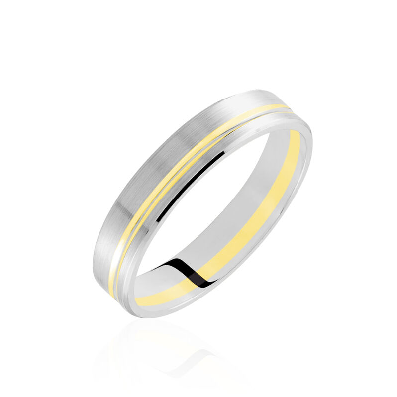 Alliance Or Bicolore Weiss Et Jaune Marcio Fantaisie - Spannringe Unisex | OROVIVO