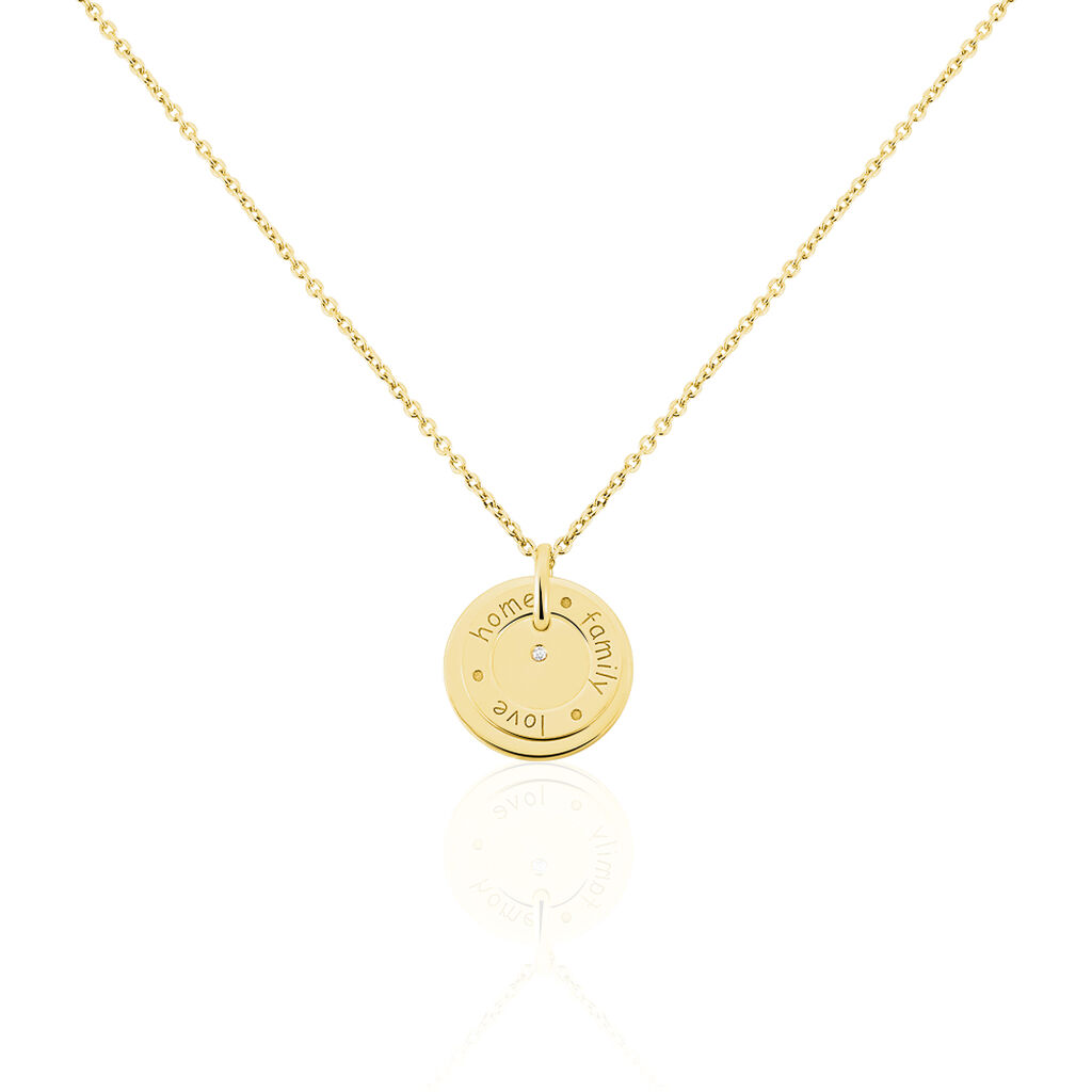 Damen Collier Silber vergoldet 925 Diamant 0,01ct Kreis Botschaft - Halsketten Damen | OROVIVO