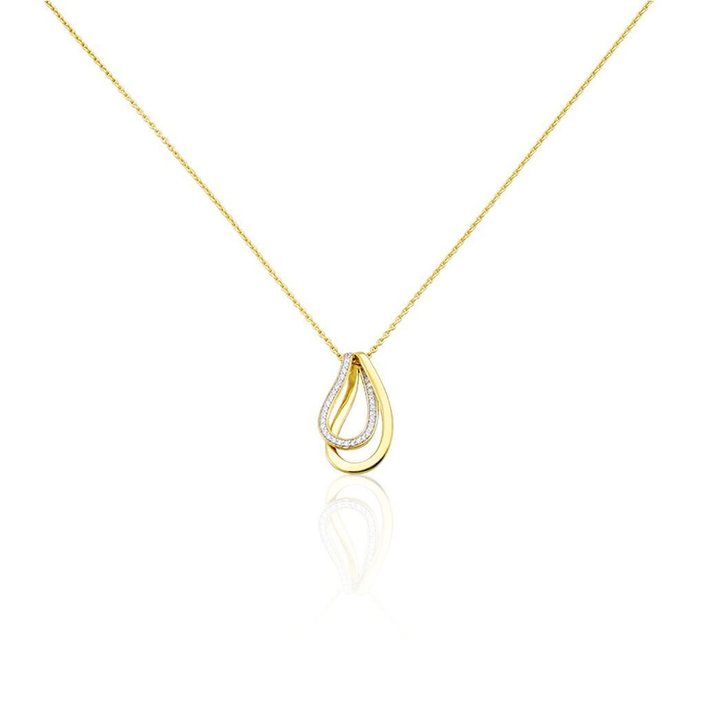 AZALIA Damen Collier Silber Bicolor Gelb/Silber 925 Zirkonia Wei&szlig; 0,36 ct