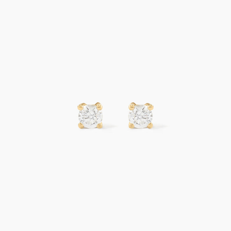 Boucles D'oreilles Puces Victoria Or Jaune Diamant - Spannringe Familie | OROVIVO