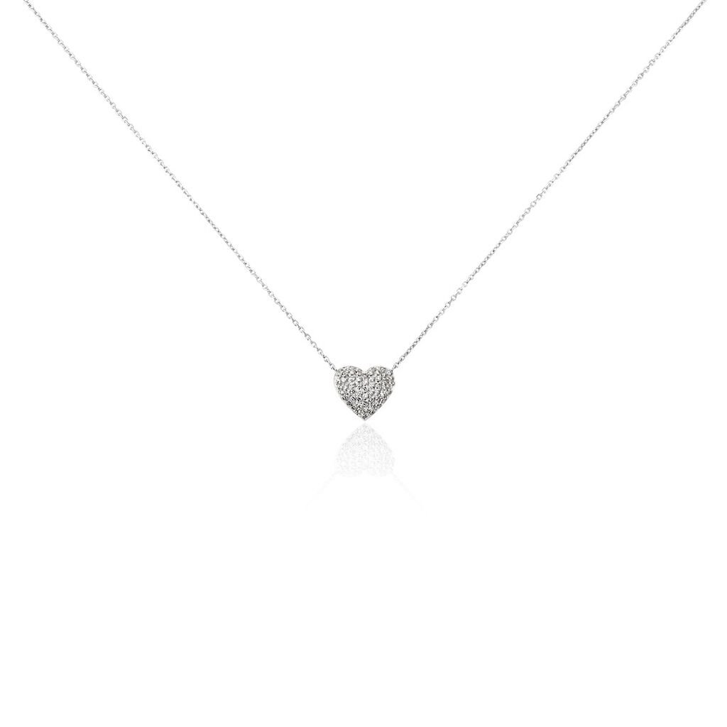 Thumbnail - Damen Collier Weißgold 375 Diamant 0,12ct Herz Ti Amo 0,70mm, Collier mit Stein