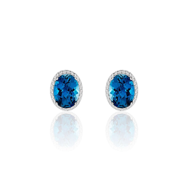 Damen Ohrstecker Weißgold 375 Topas Blau 1,28ct Oval Paga  - Ohrstecker Damen | OROVIVO