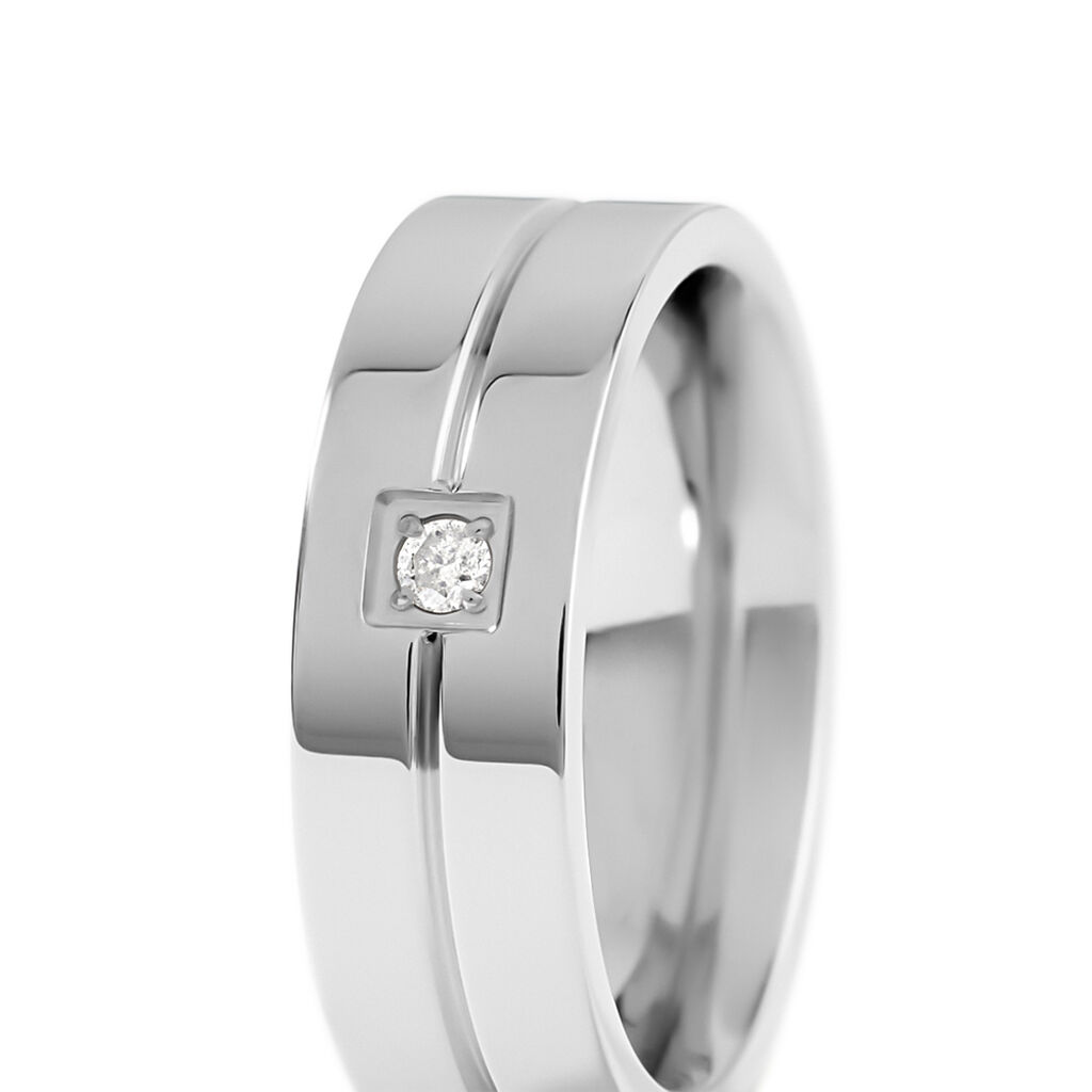 BOND Damen Ring Edelstahl Diamant Wei&szlig; 0,03 ct B 6 mm