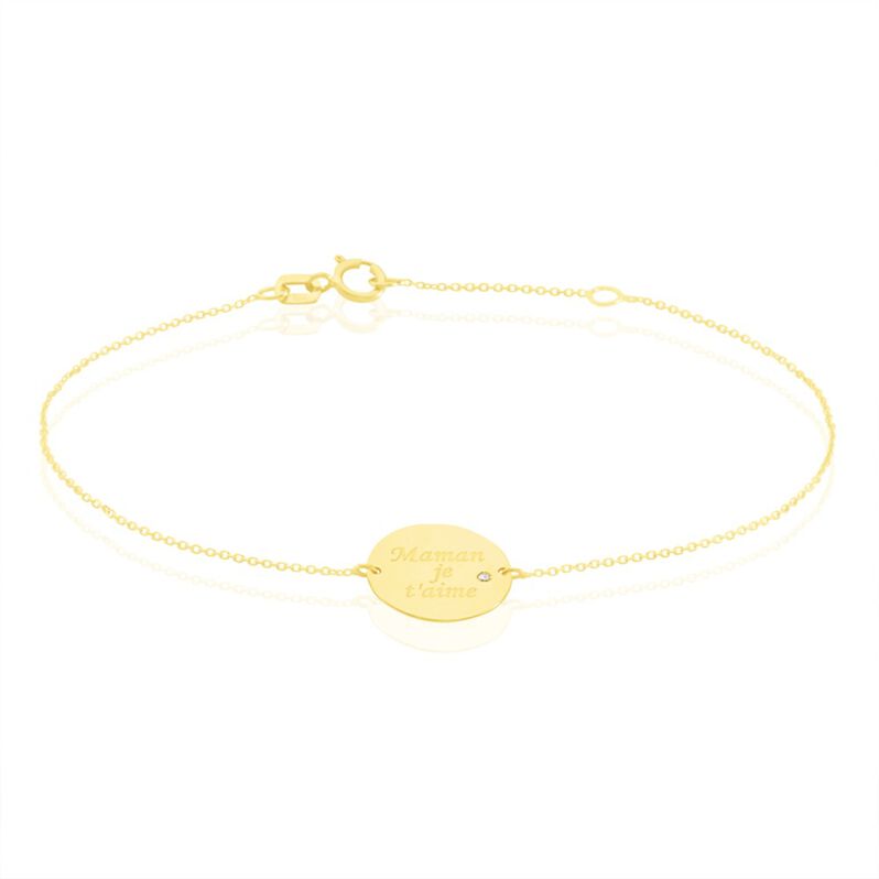 Bracelet Or Jaune Jolianne Pastille Message Maman Je T'aime Oxyde 18cm - Spannringe Damen | OROVIVO