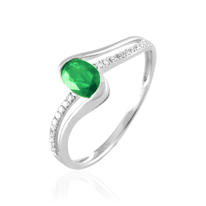 Anello Charlotte Oro Bianco Smeraldo Diamante - Spannringe Damen | OROVIVO