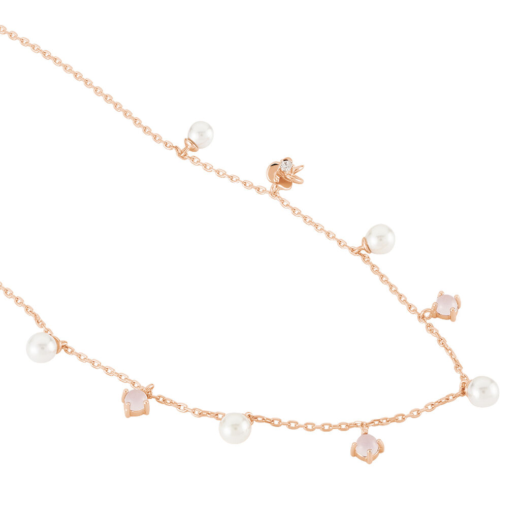 BRITTA 2 Damen Collier Silber rosevergoldet 925 Synthetische Perle Perlmutt