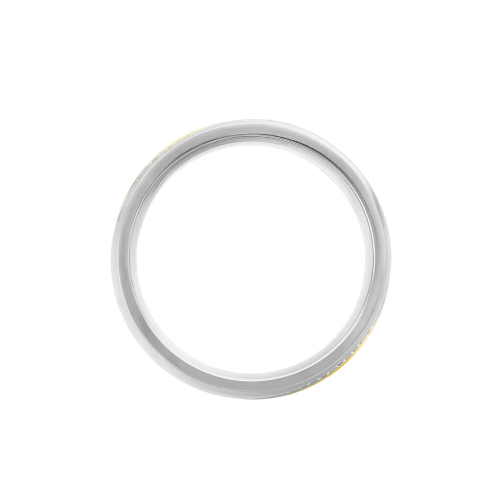 Damen Ring Titan Bicolor Gelb/Silber Zirkonia Wei&szlig; 0,39 ct B 6 mm