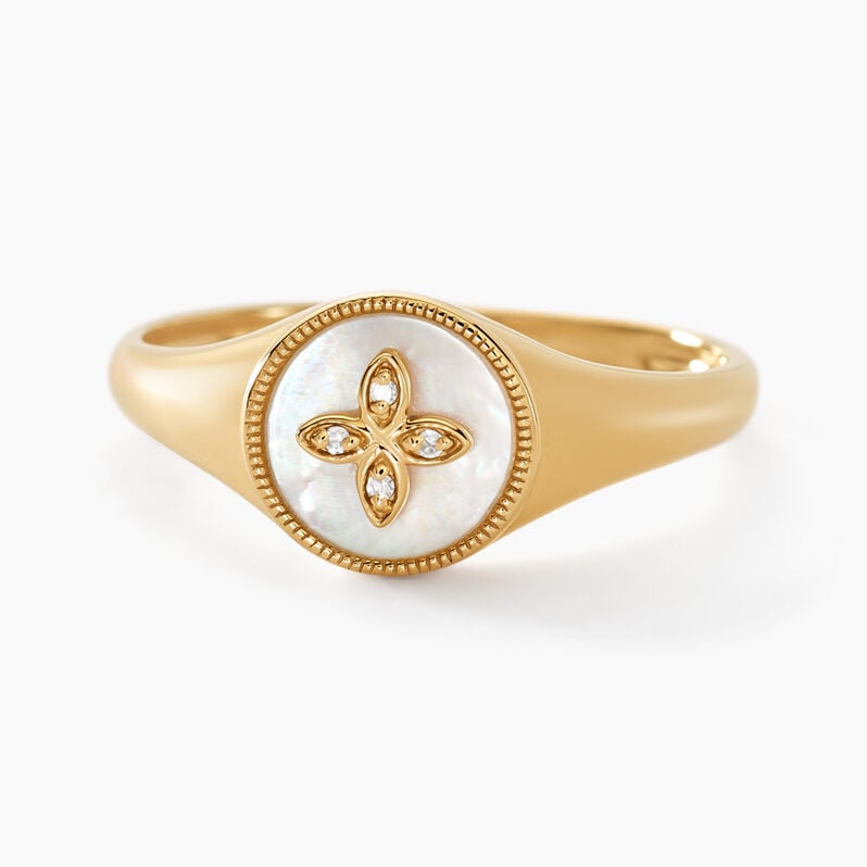 Bague Talisman Or Jaune Nacre Diamant - Spannringe Damen | OROVIVO