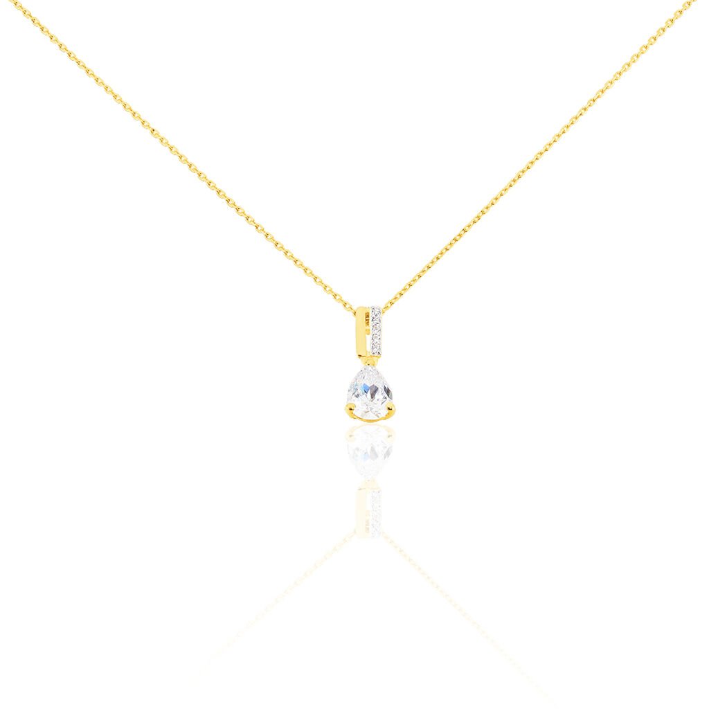 CLARY Damen Collier Gold 375 (9 Karat) Zirkonia Weiß Barren, Collier mit Stein