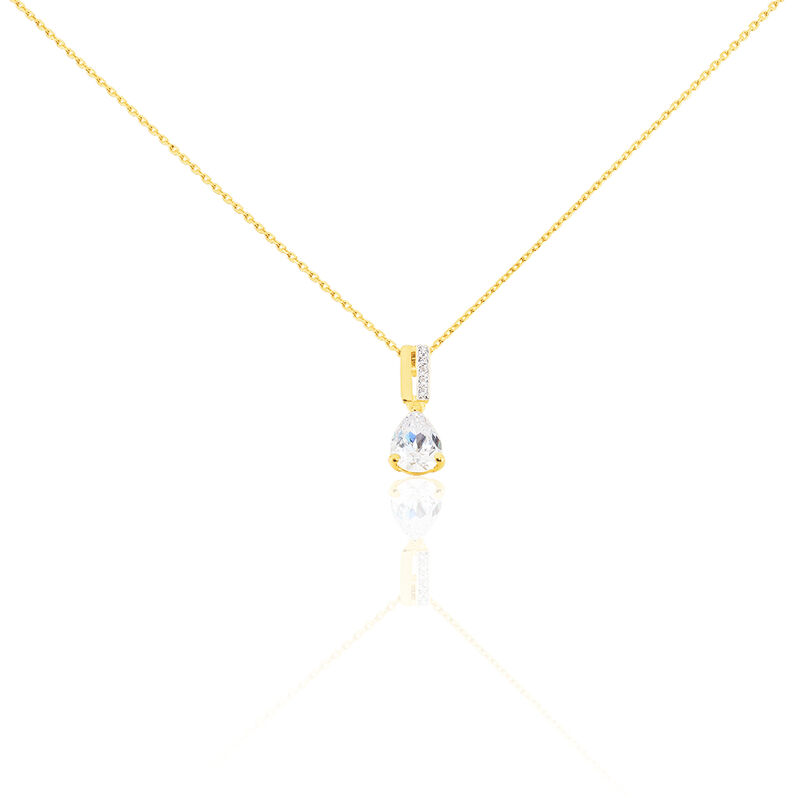 CLARY Damen Collier Gold 375 (9 Karat) Zirkonia Wei&szlig; Barren - Halsketten Damen | OROVIVO