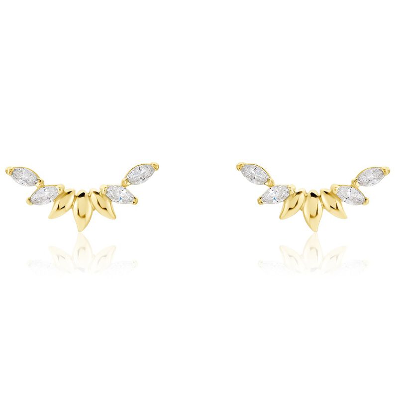 Boucles D'oreilles Puces Miyako Or Jaune Oxyde De Zirconium - Spannringe Damen | OROVIVO