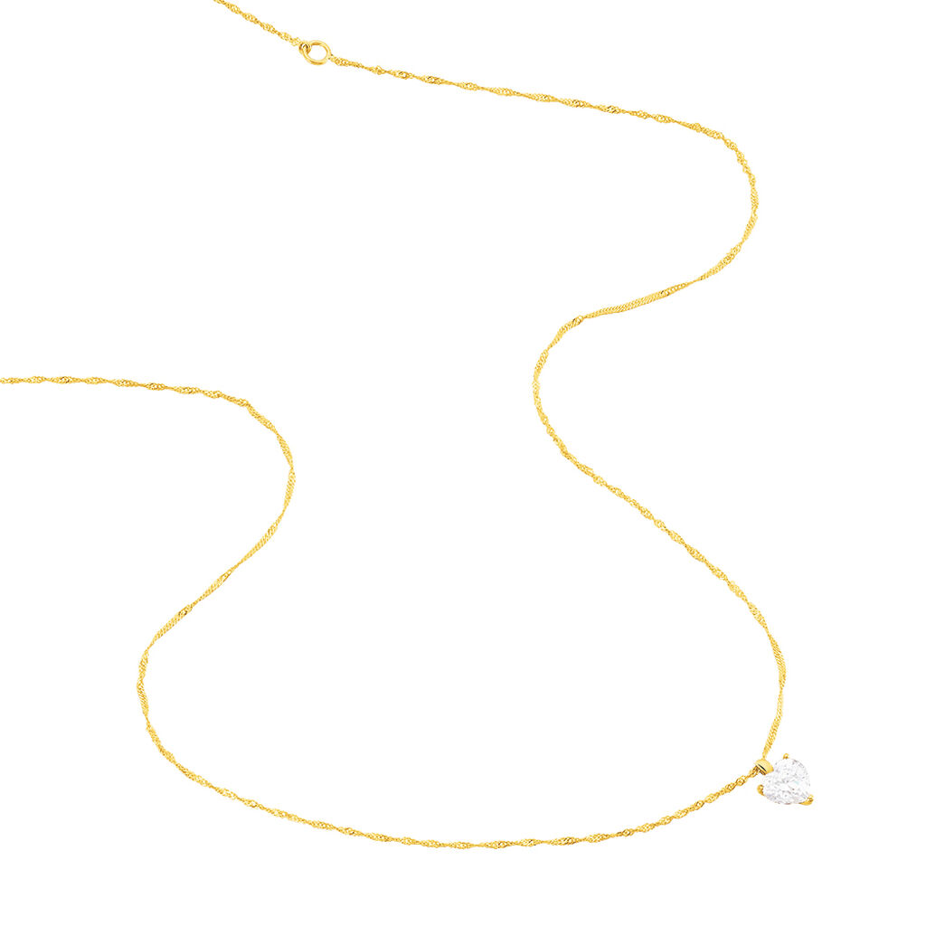 HERZ Damen Collier Gold 375 (9 Karat) Zirkonia Wei&szlig; 1,4 ct Herz