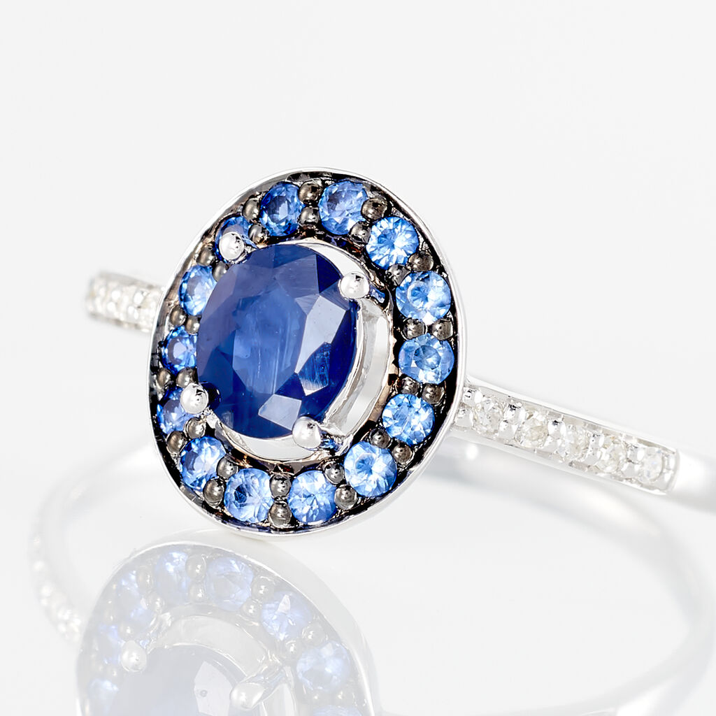 Bague Leona Or Blanc Saphir Diamant - Spannringe Damen | OROVIVO