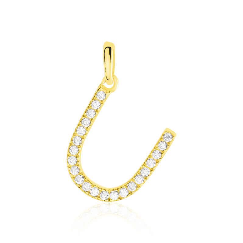 Anh&auml;nger Gold 375 Zirkonia Buchstabe U - Schmuckanh&auml;nger Familie | OROVIVO