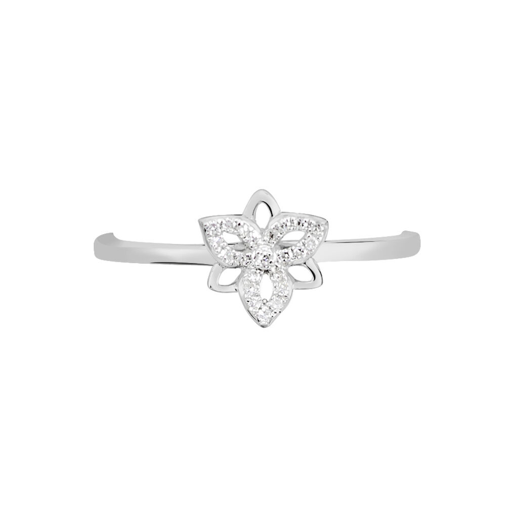 Bague Or Weiss Irinia Fleur Diamants - Spannringe Damen | OROVIVO
