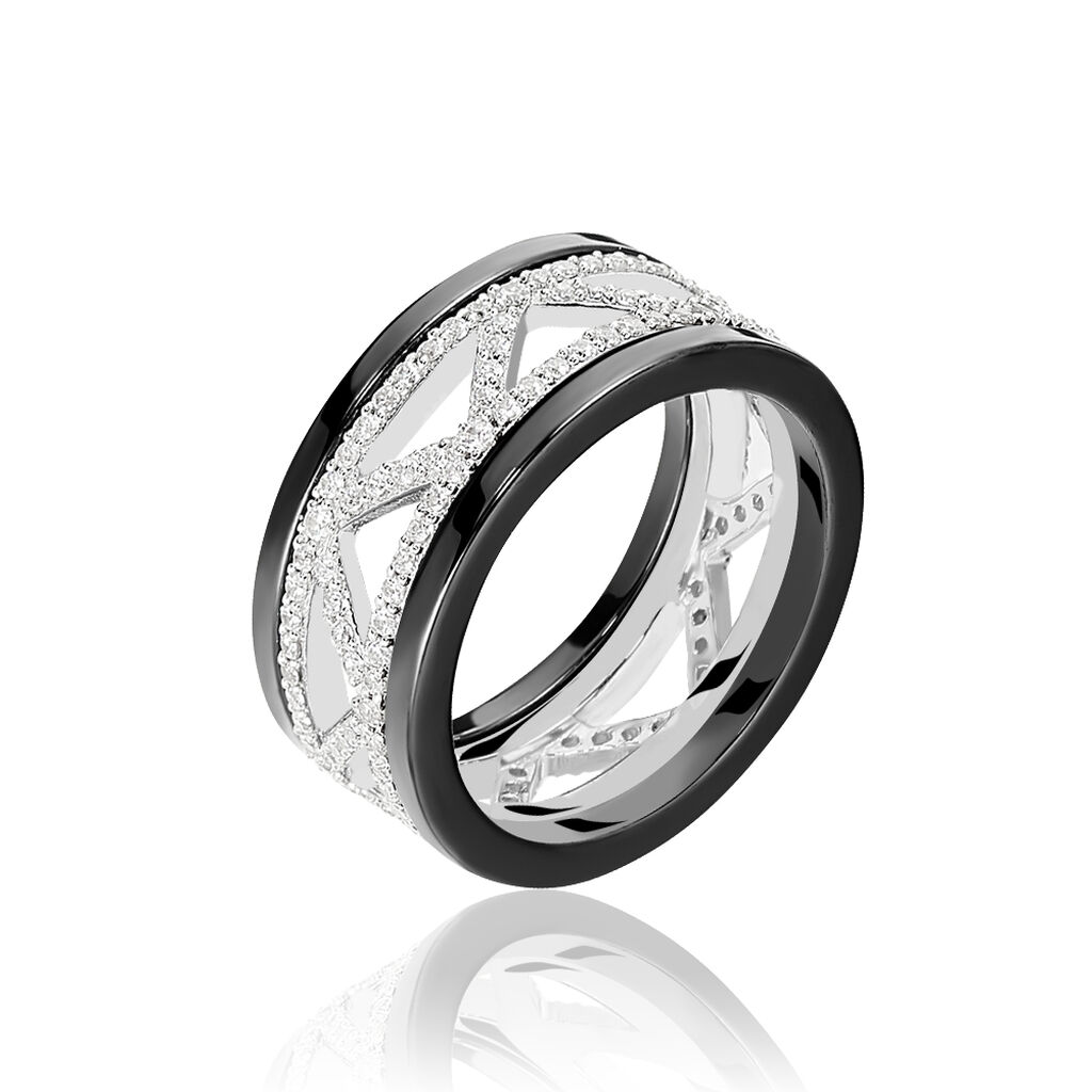 Bague Argent Blanc Oxyde De Zirconium Et Céramique - Spannringe Damen | OROVIVO