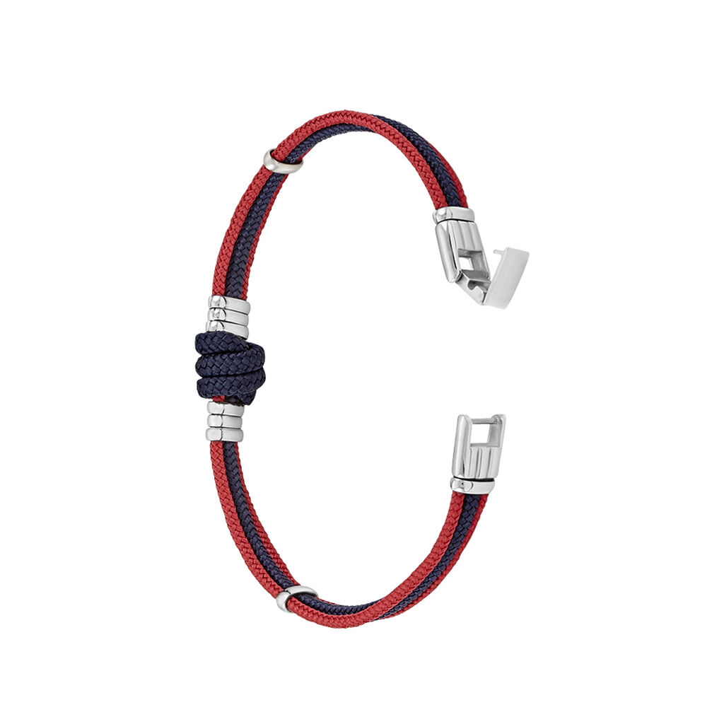 Bracelet Acier Cordons Marine Rouge 21cm - Spannringe Herren | OROVIVO