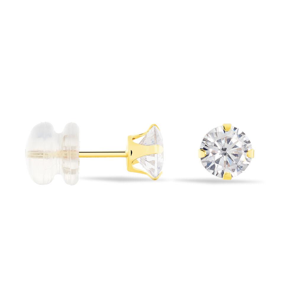 EDDIE KRAPPE Damen Ohrstecker Gold 375 (9 Karat) Zirkonia Wei&szlig; 1,760 ct Kreis B 5 mm