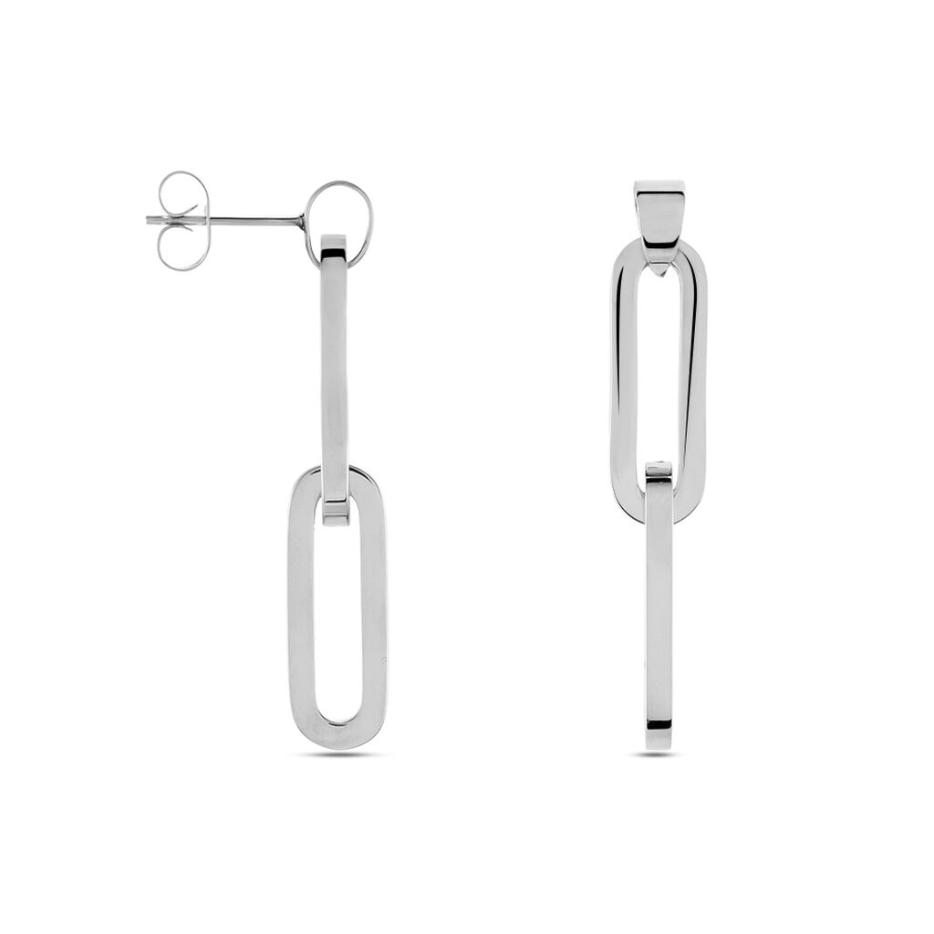 Damen Ohrstecker Lang Edelstahl Silber Gliederkette Liliana - Ohrringe Damen | OROVIVO