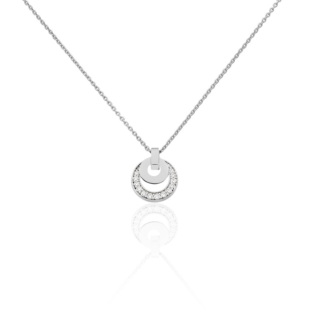 🦚 Damen Halskette Silber 925 Zirkonia Kreis Be Round, Collier mit Stein